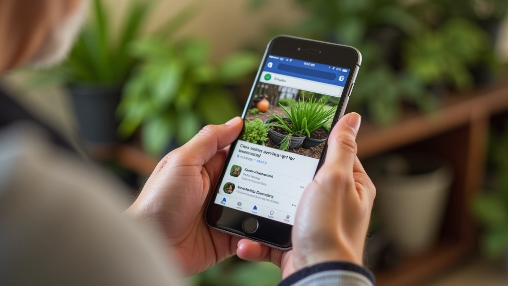 Seniora rokas ar telefonu, uz kura ekrāna redzams dāarhsathleticsības Facebook grupas profils ar jaunākajiem postiem